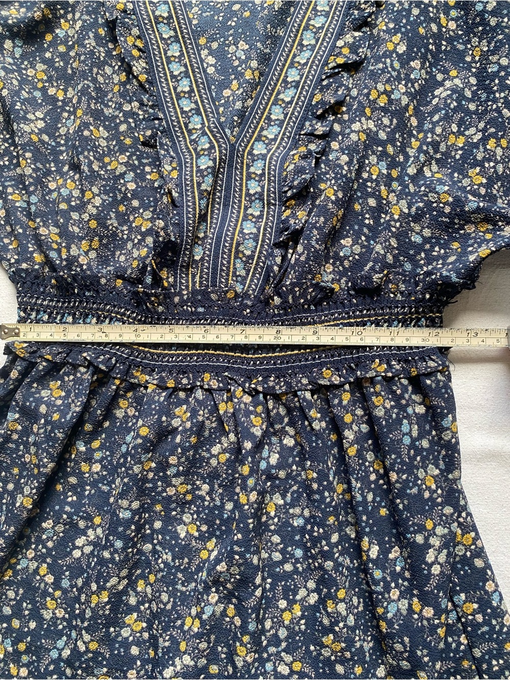 Max Studio Navy Floral Tiered Maxi Dress SZ L - Picture 11 of 16